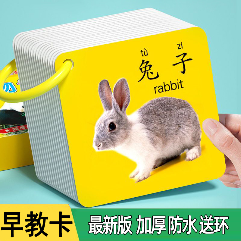 宝宝1-6岁动物早教认知卡片幼儿看图识物水果五官数字启蒙书玩具
