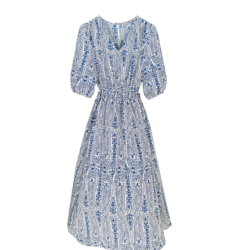 2024显瘦碎花夏季收腰时尚连衣裙T093