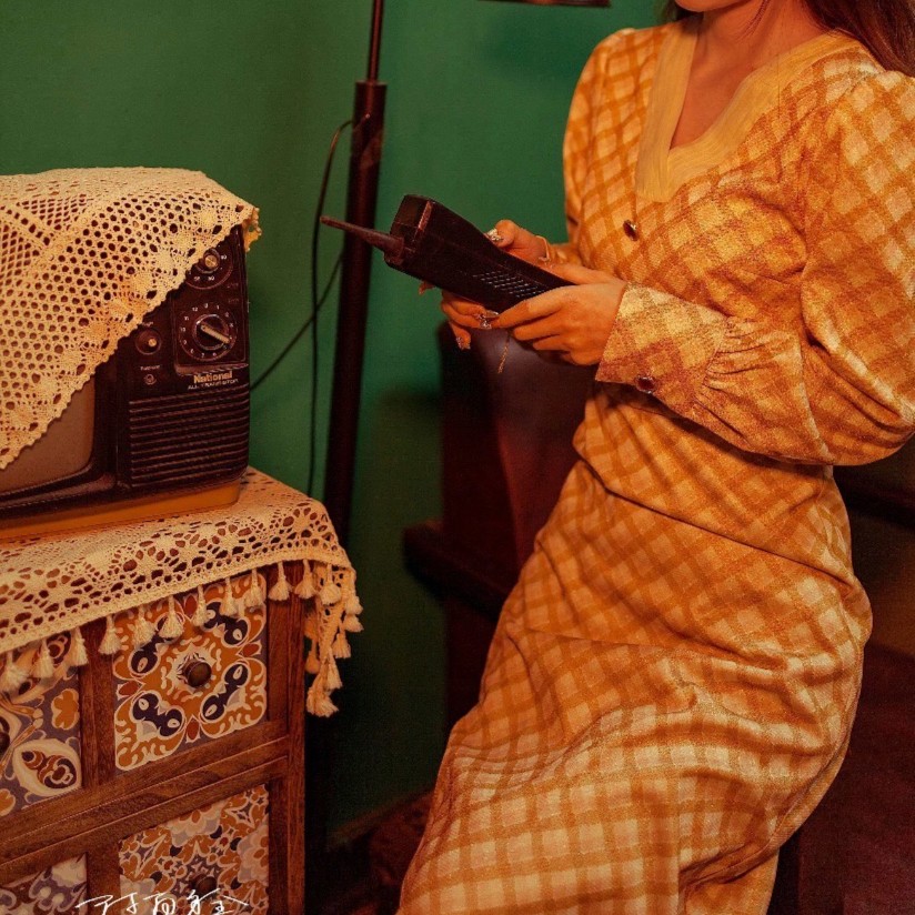 Vintage 女装日制古着半裙外套复古加厚格子秋冬提花休闲气质宽松