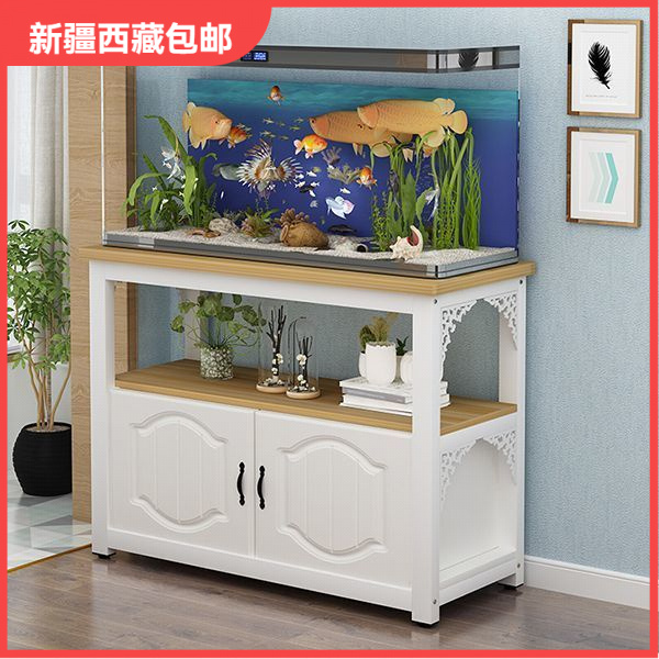 新疆包邮鱼缸柜鱼缸家用厨房橱柜储物柜加底柜铁艺柜子客厅摆放鱼