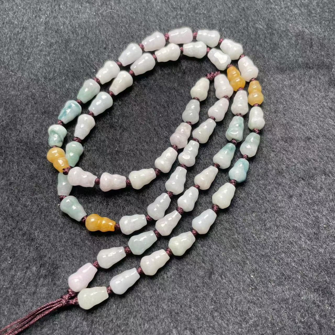 【四会】时尚锁骨链大女王珠珠幽灵单圈玉手串手牌渐变彩虹极光切面