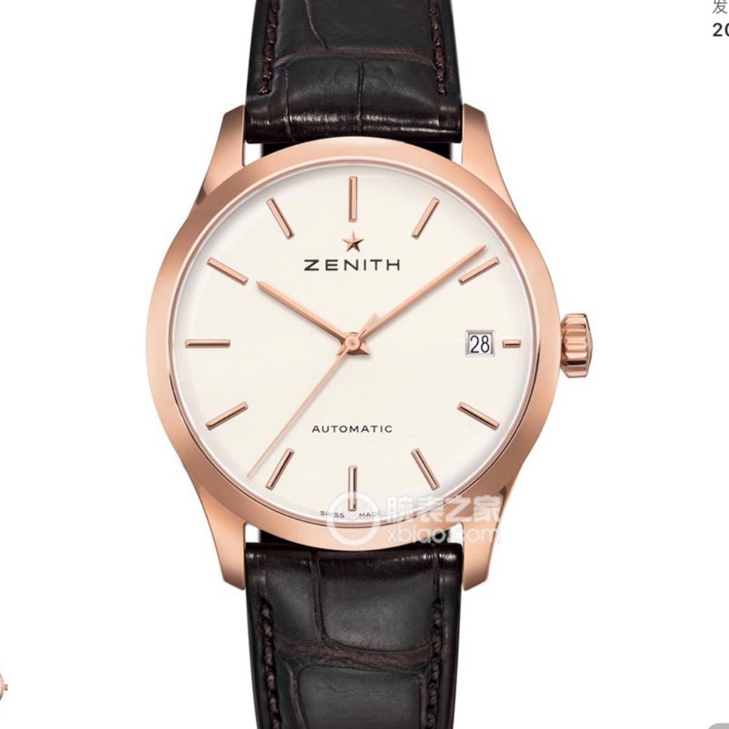 95新 Zenith/真力时 箐英白盘条钉玫瑰金全金38表径腕表皮带款