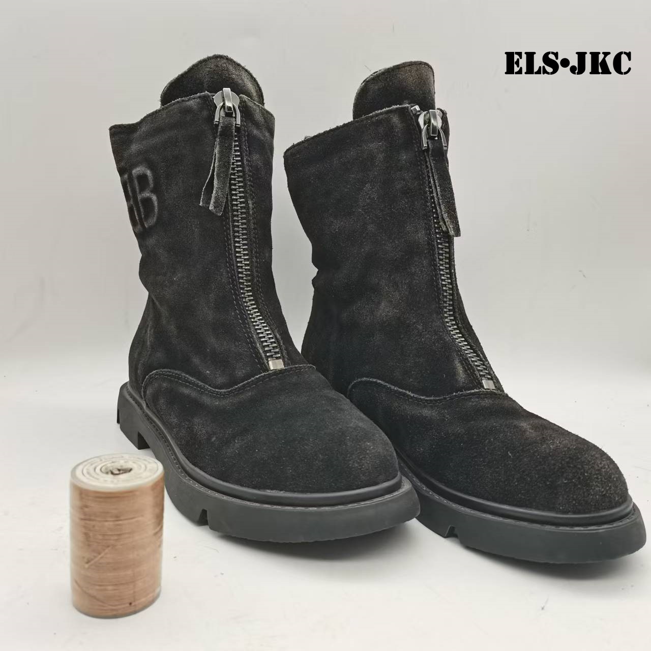 ELS•JKC品牌，女式俄款摩登复古做旧绒里靴