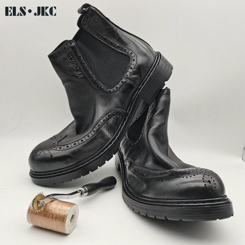ELS.JKC品牌，男士俄款重工马皮鞋底马皮皮面商务绅士商务切尔西靴