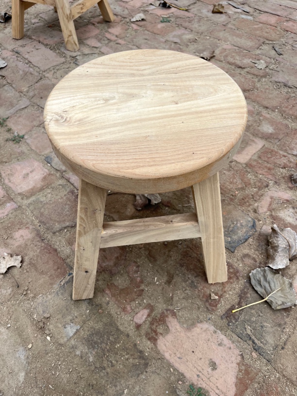 实木榆木小板凳家用矮凳儿童圆凳换鞋凳吃饭凳椅