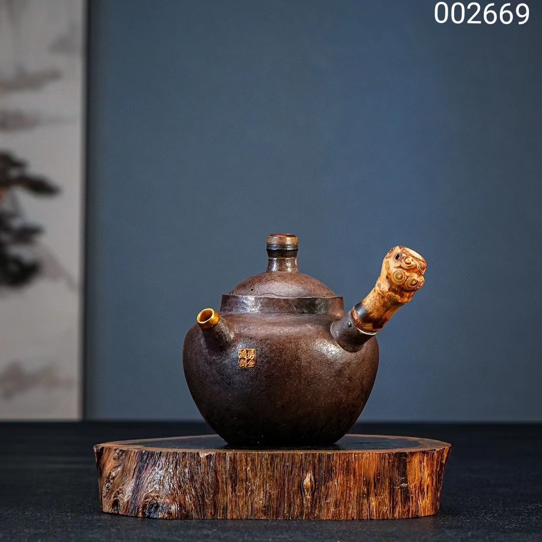 【慕雨手作】【洪金鸿制】一张打复古执壶家用银壶足银999银茶具     