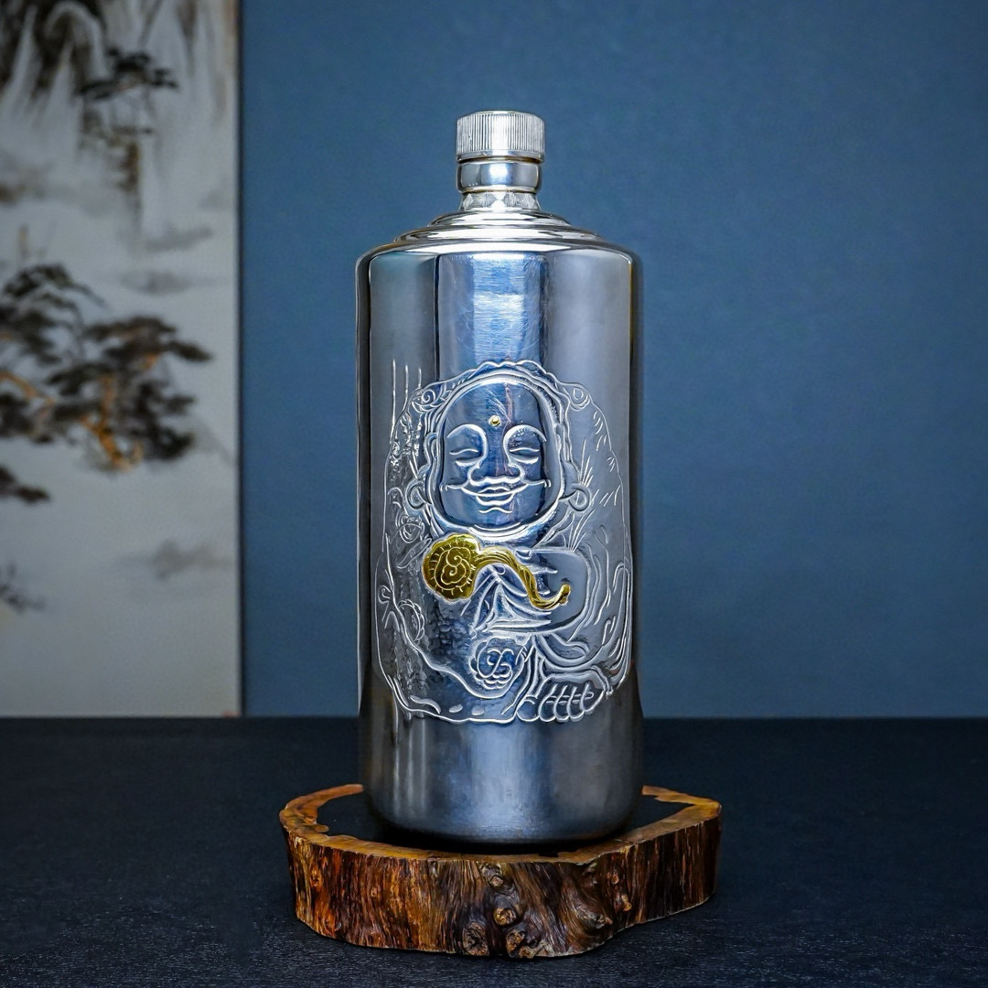 【慕雨手作】银酒瓶 纯手工一张打家用高档酒壶酒具足银999茅台酒瓶