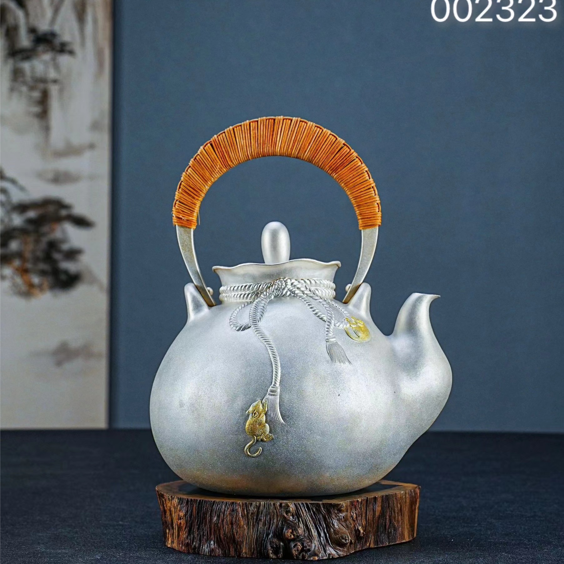 【半山工坊】足银999口耳一体鼠您有财金工烧水壶煮水壶家用
