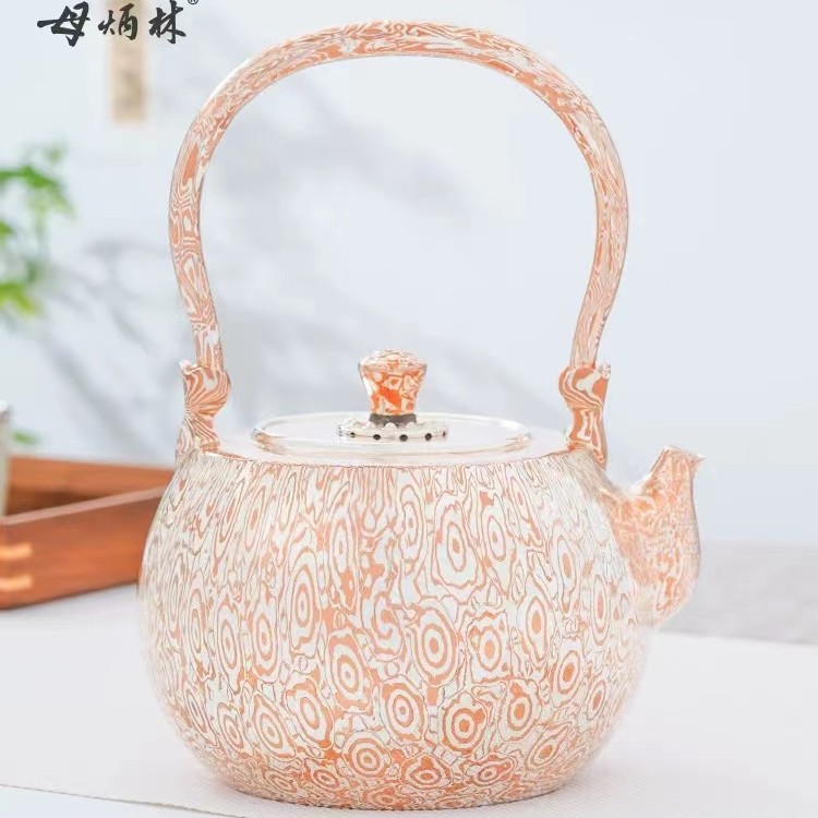 【半山工坊】母炳林大师手工木纹金镶云一张打烧水壶