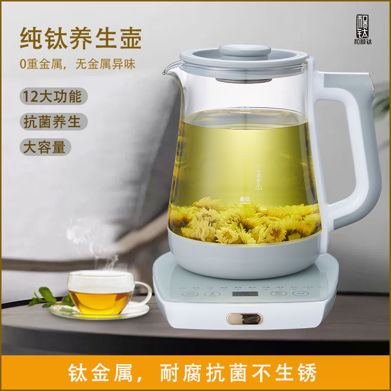 高端纯钛养生壶纯钛大容量多功能家用办公智能炖煮花茶壶煎药壶