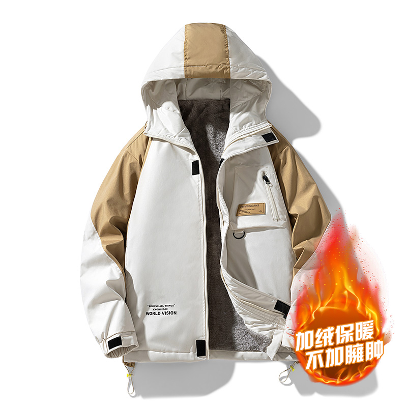 LIUGEJIA/六个加大码潮牌宽松男士秋冬保暖休闲加绒外套夹克2302