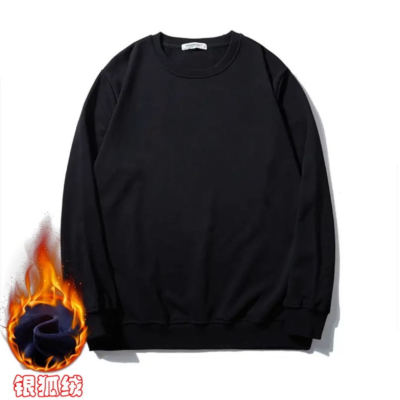 LIUGEJIA/六个加男士大码宽松简约百搭纯色净版加绒长袖卫衣DT052