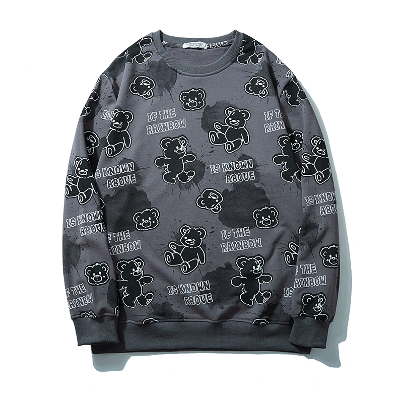 LIUGEJIA/六个加【断码清仓】百搭休闲满印小熊卫衣秋冬长袖DT043