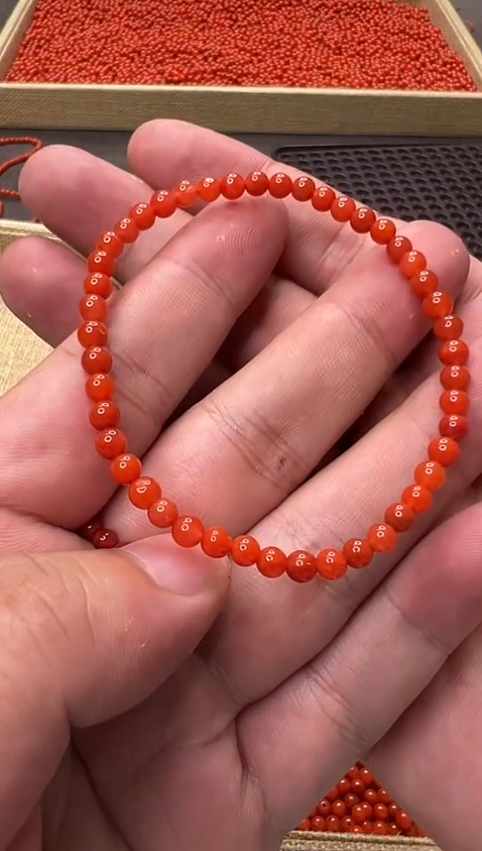 【闪购商品】南红玛瑙手串未镶嵌南红玛瑙 单圈 4mm