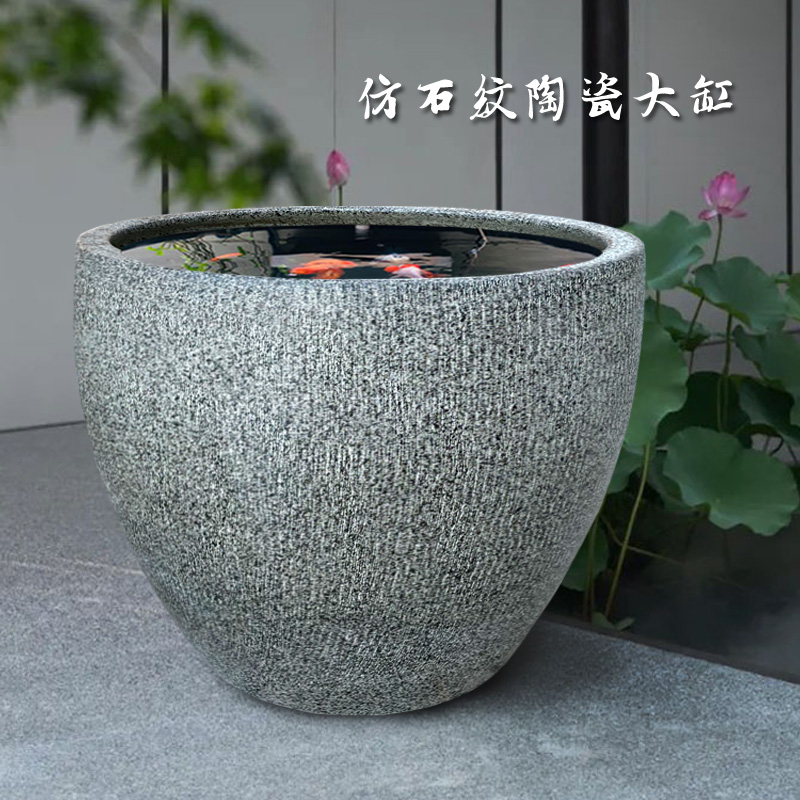 景德镇陶瓷老式民间大水缸阳台户外庭院睡莲荷花缸古法缸