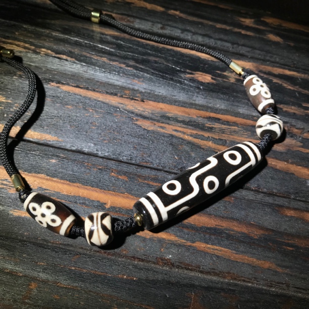 吉晟【辰九】九五款天珠玛瑙锁骨项链可调节绳58