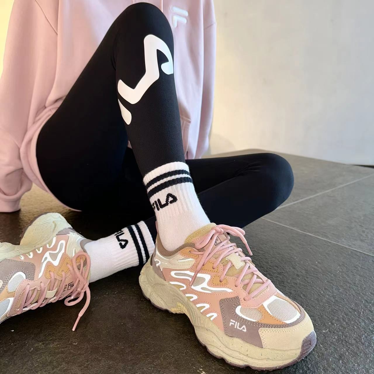 FILA/斐乐【FERN蕨草鞋】女鞋秋冬款新款增高运动老爹鞋F12W331101F