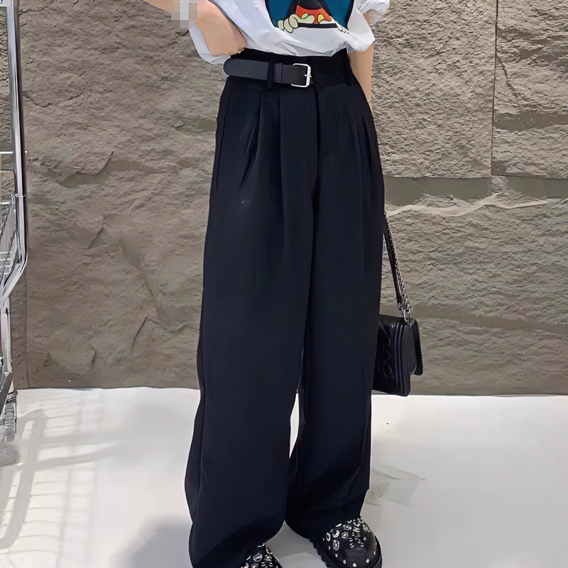 （西裤）西装裤洋气百搭显瘦遮肉宽松阔腿长裤柔软遮垮垂度配皮带