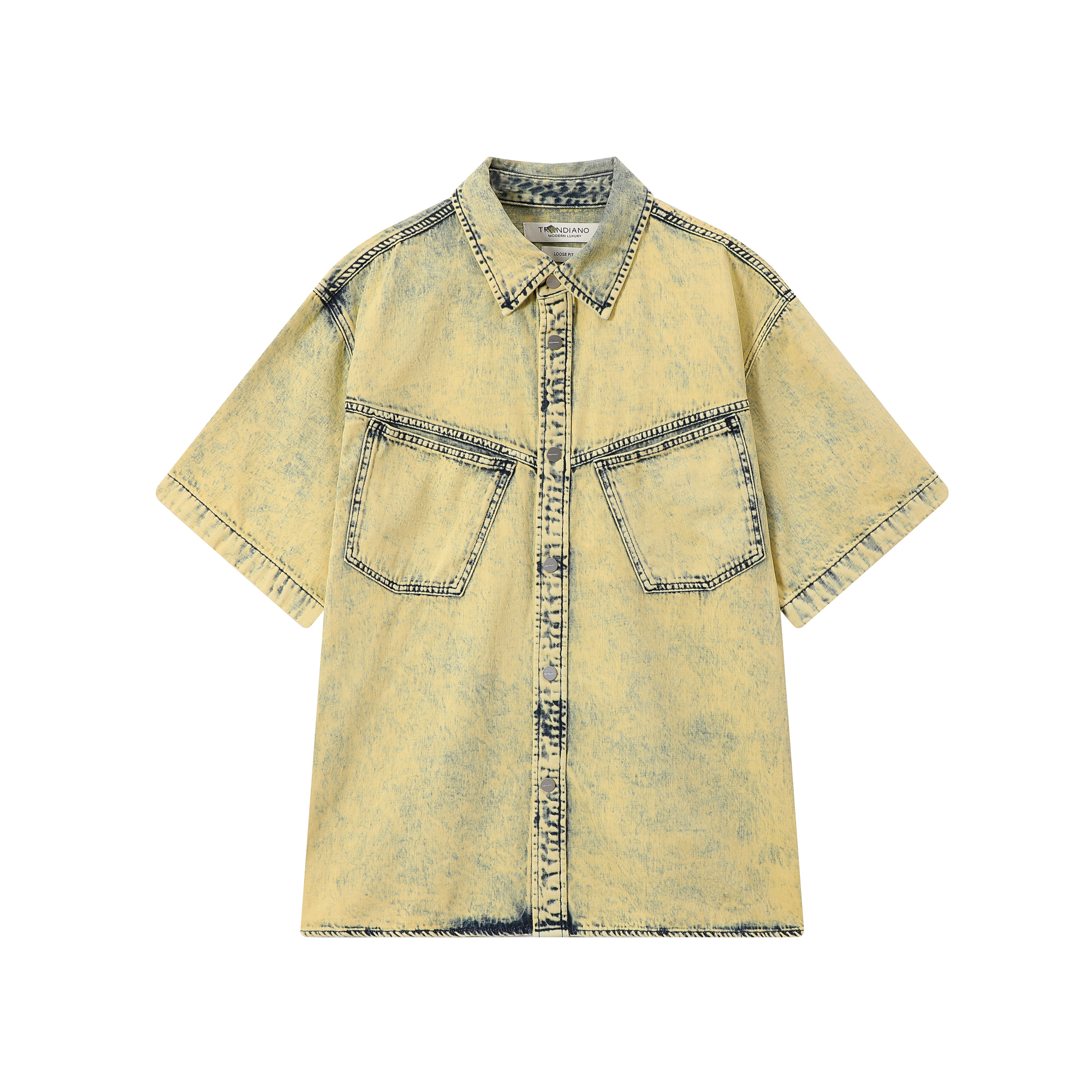 2014230新款男装潮流时尚百搭经典晕染翻领短袖牛仔外套 夏季