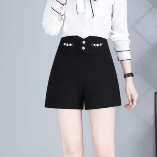 淑女日记···时尚高腰显瘦修身百搭黑色夏季女士西装短裤（0315）