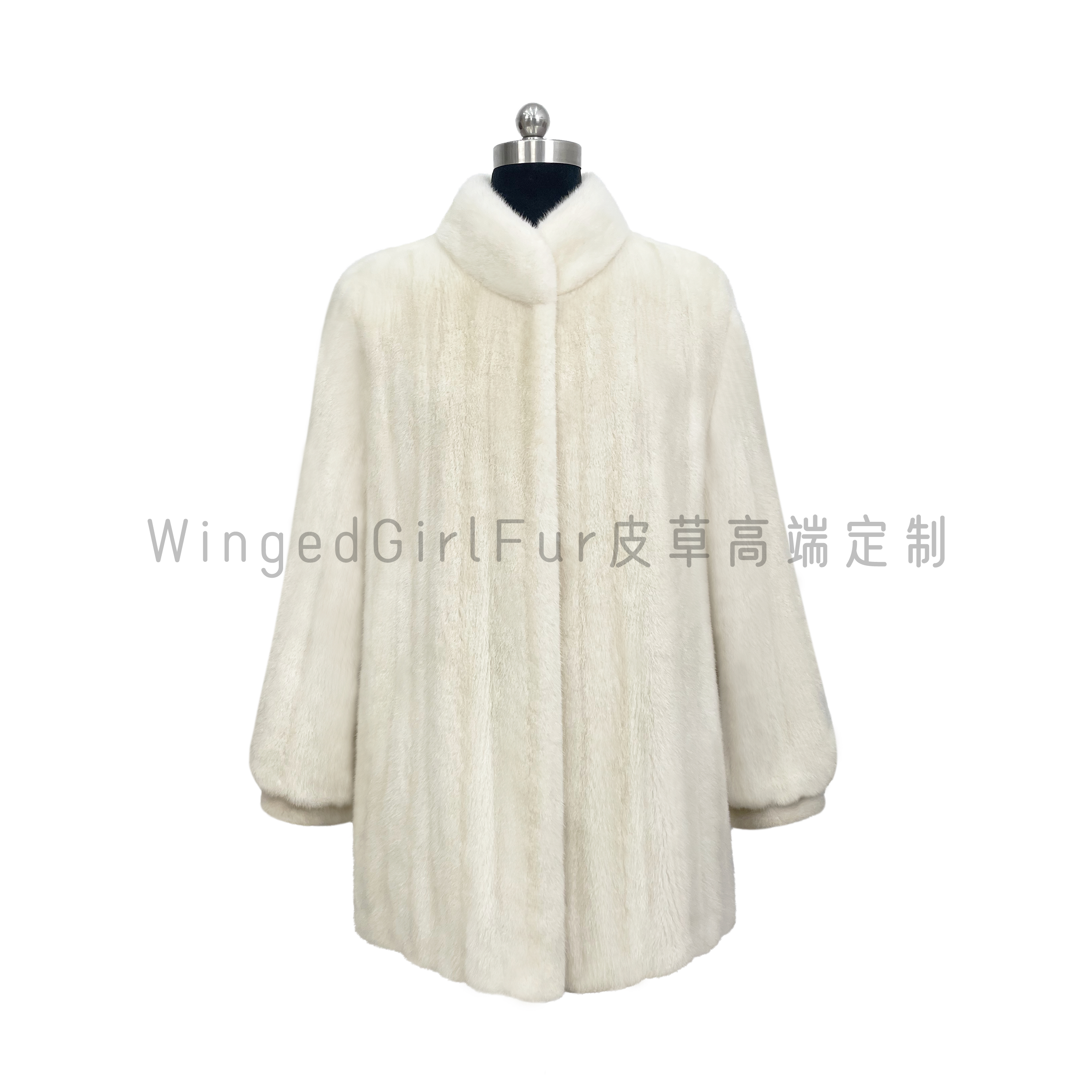 流星 进口全抽水貂皮草大衣立领气质整貂