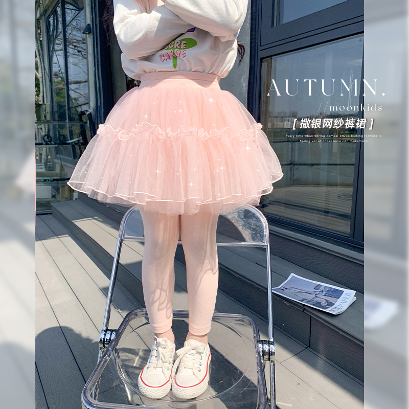 女童裤裙新款纱裙裤裤子儿童打底裤假两件秋冬小宝宝女孩裙子加绒