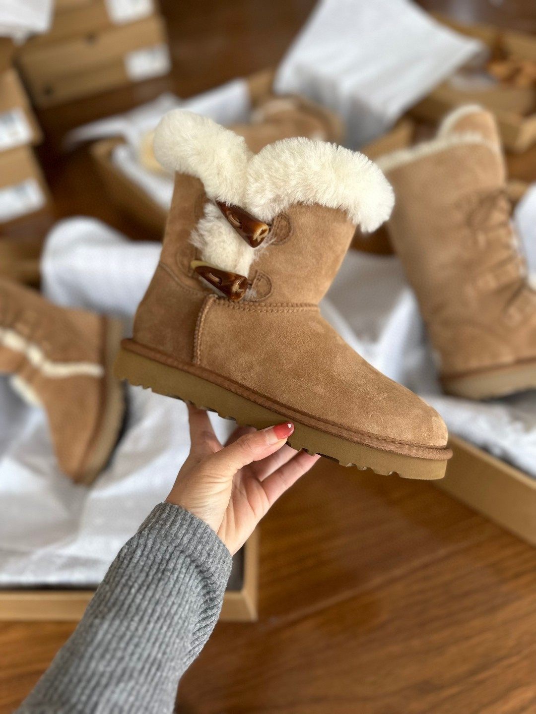 【牛角扣2粒】皮毛一体秋冬雪地靴时尚经典百搭保暖网红舒适休闲