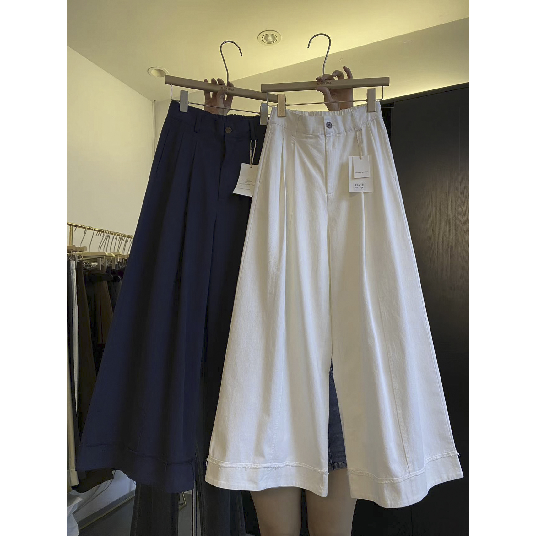 璎婲sᴀᴋᴜʀᴀ【梨形天菜】岚韩版纯色厚款高腰裤百搭显瘦休闲阔腿裤