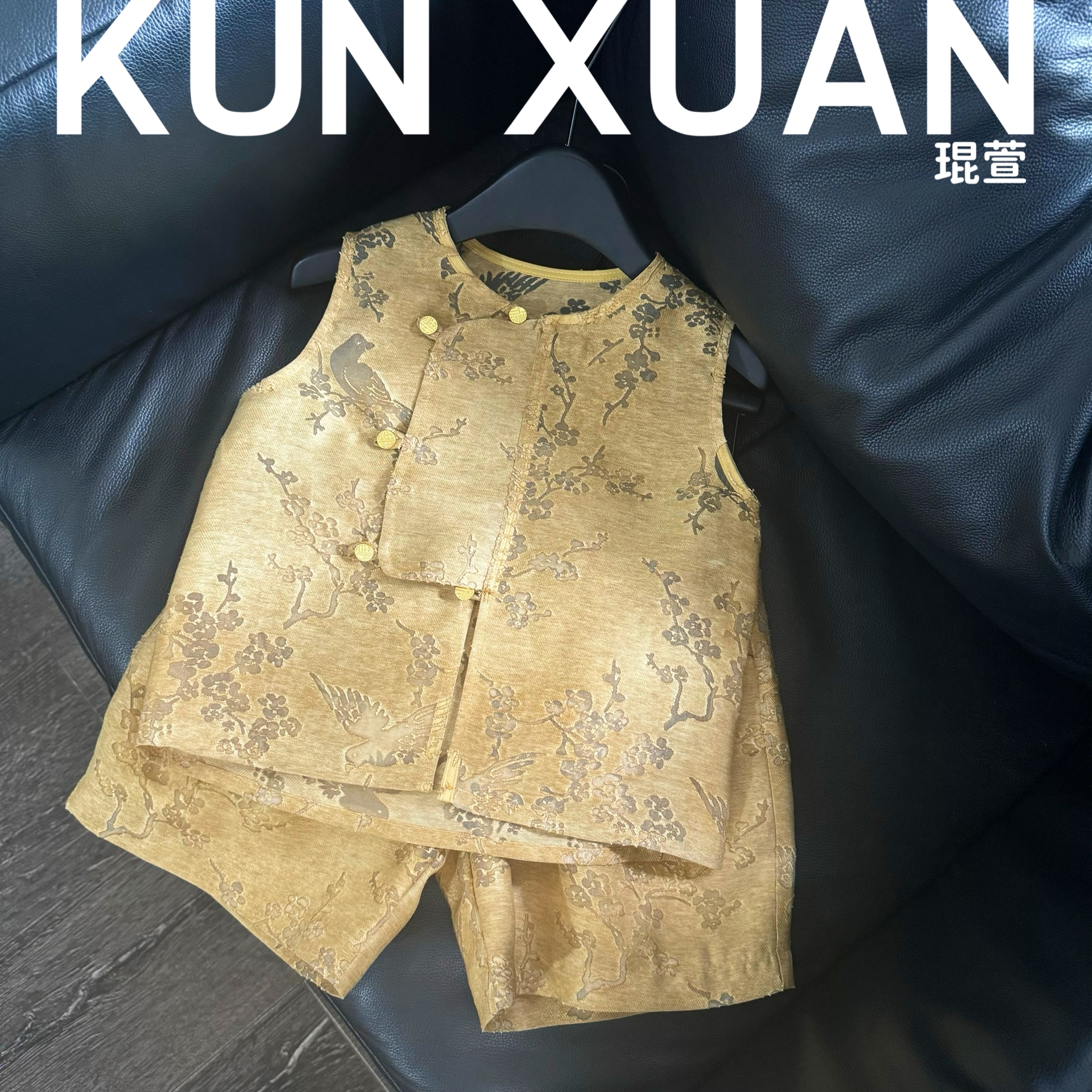 【琨萱】“喜上枝头”夏款男童新中式国风烧花镂空喜鹊套装SU57T132