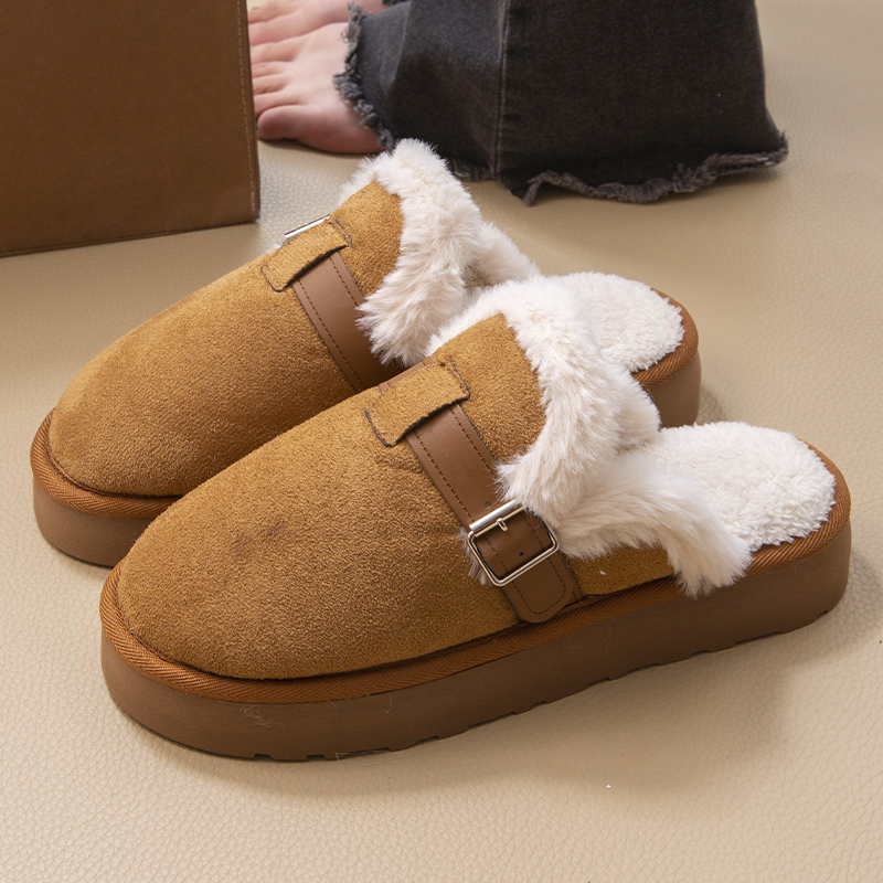 勃肯棉拖鞋女士冬季外穿2025新款室内居家厚底保暖加绒棉鞋女款冬