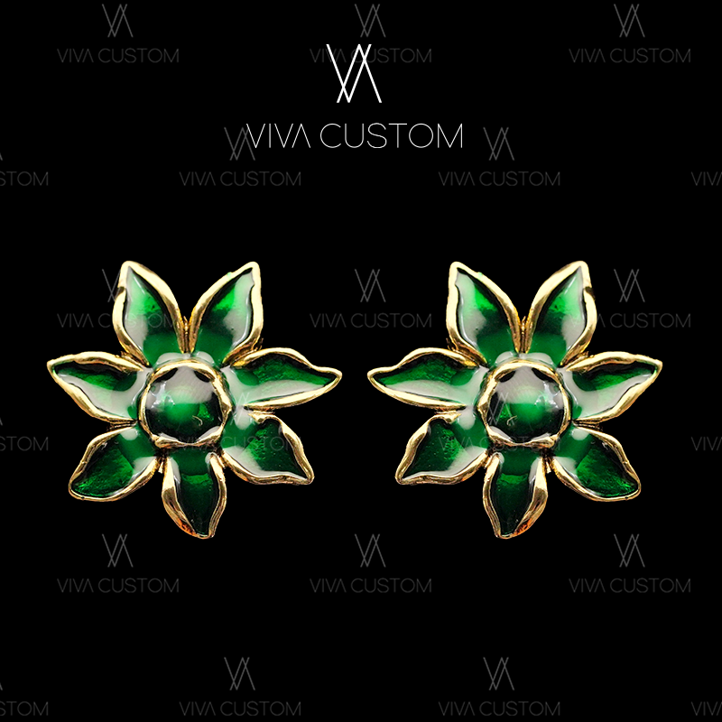 合金耳饰 (花语系列)中古油画风小花朵耳拍