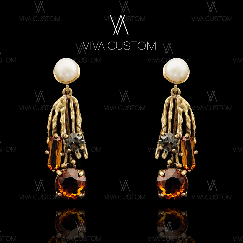 合金合成锆石耳饰 (璀璨星河系列)埃及黄昏日暮耳钉