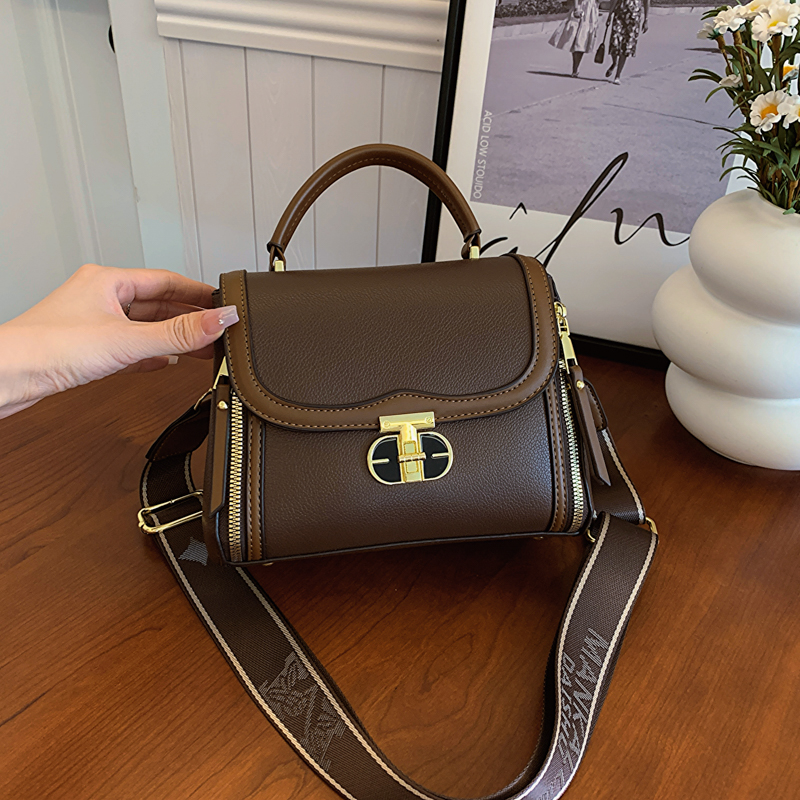 复古简约手提包女百搭斜挎包2024新款时尚女包小众洋气撞色单肩包