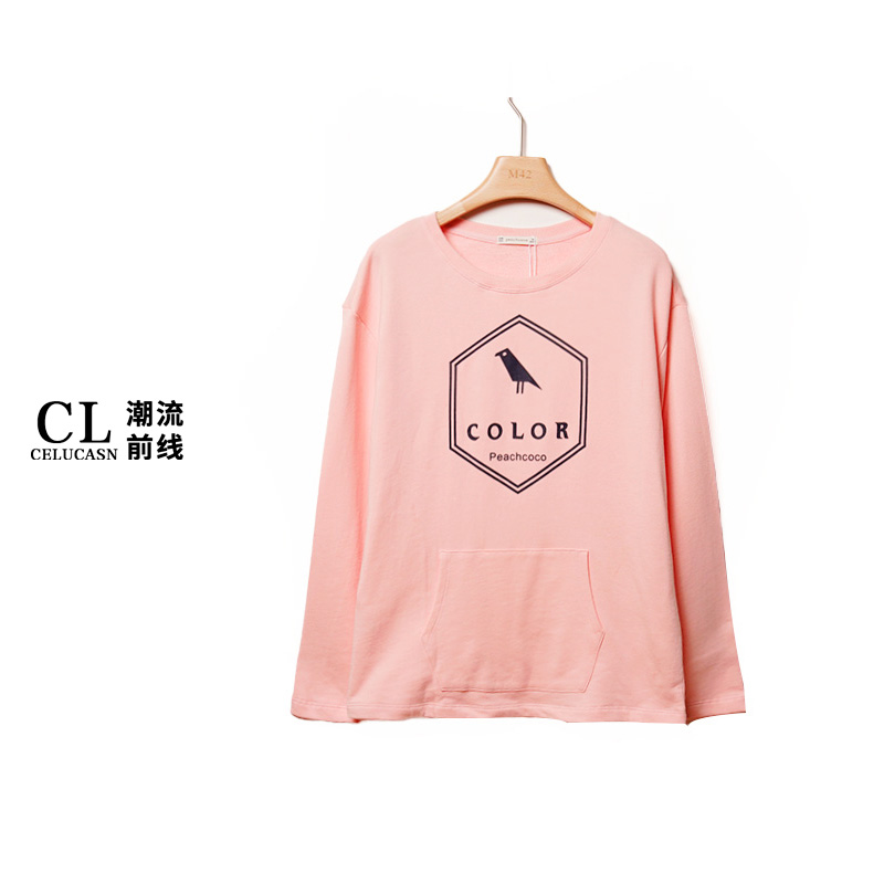 K5QB2230#秋冬款美式印花长袖t恤宽松上衣潮酷百搭卫秋