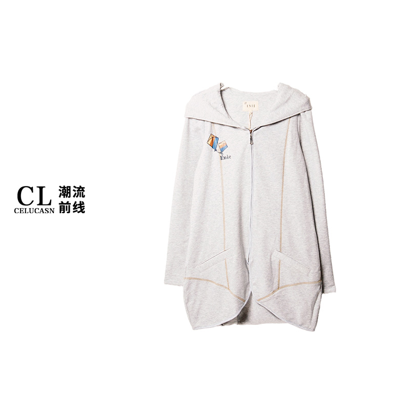 E6CBZ066#秋冬款中长款连帽卫衣裙女设计感拉链休闲外套显瘦外秋