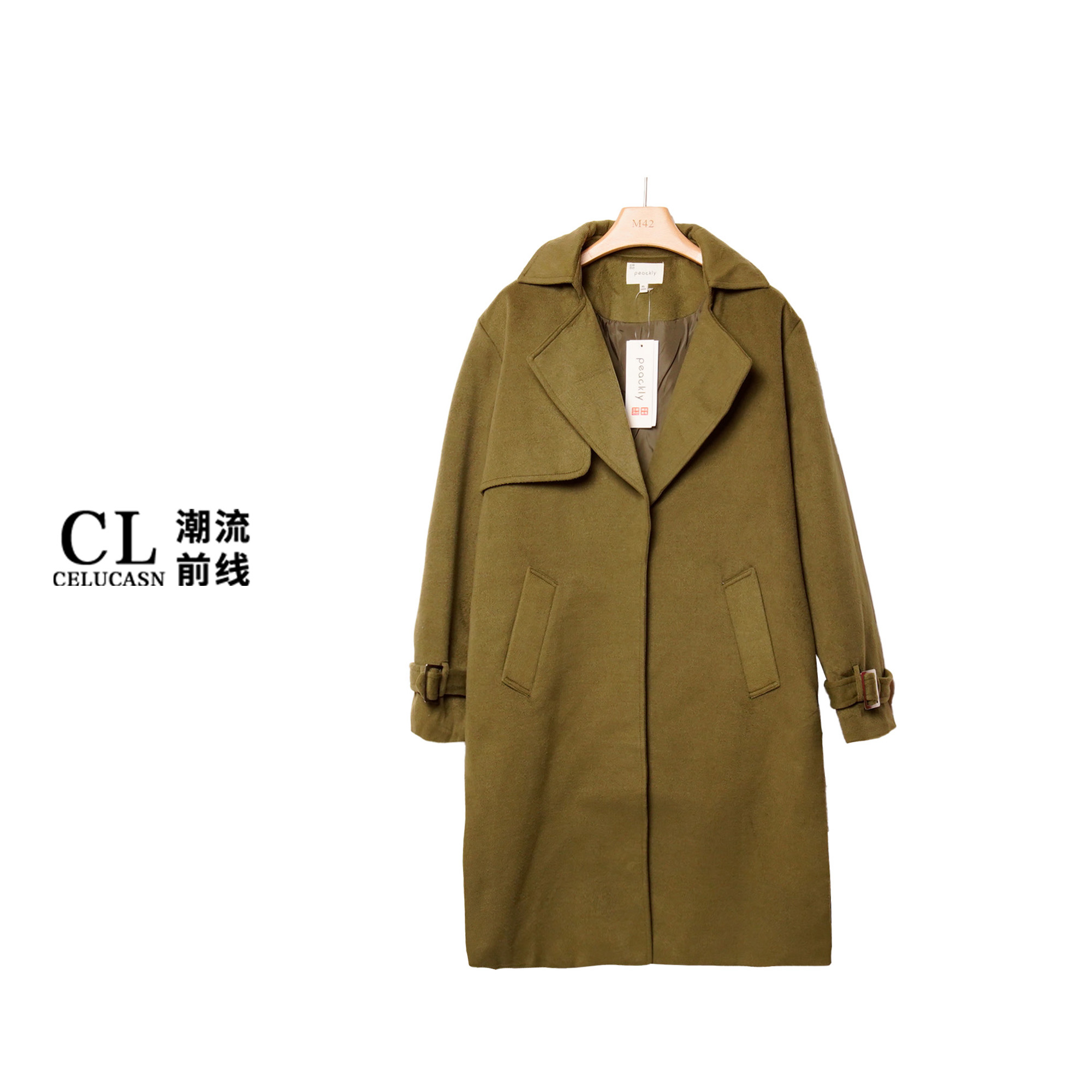A7RIN154#秋冬装新款经典款侧开叉风衣中长款休闲外套毛呢大衣