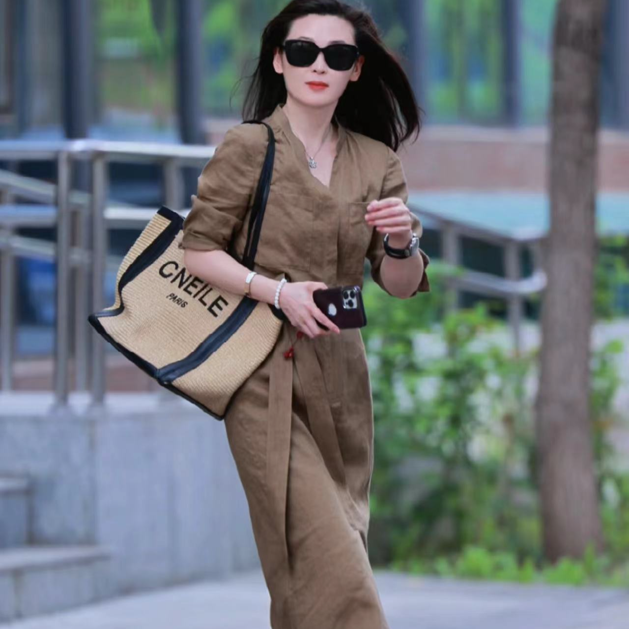 GKE/谷可LQ1392亚麻连衣裙2024夏季新款显瘦气质高级感女装长裙子