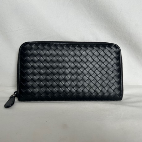 95新 BOTTEGA VENETA/葆蝶家 bv纯手工全皮拉链款钱包