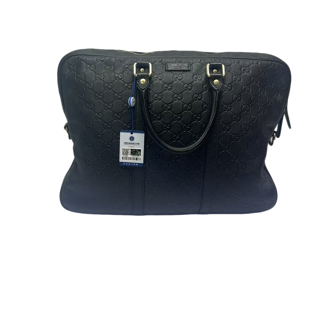 95新 GUCCI/古驰 古驰////经典全皮深咖色男士印花公文包（635130）