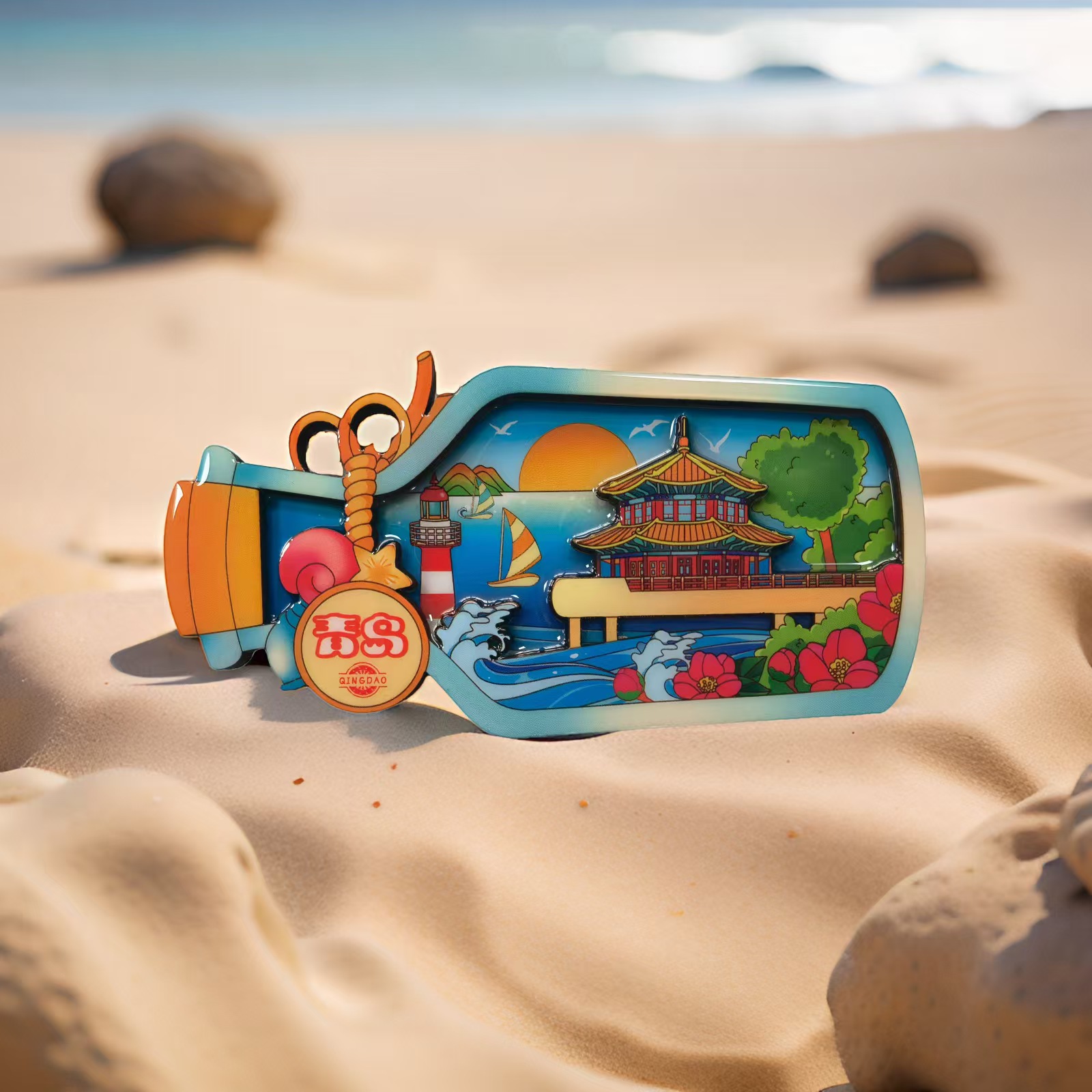 一换【漂流瓶系列】旅游城市冰箱贴