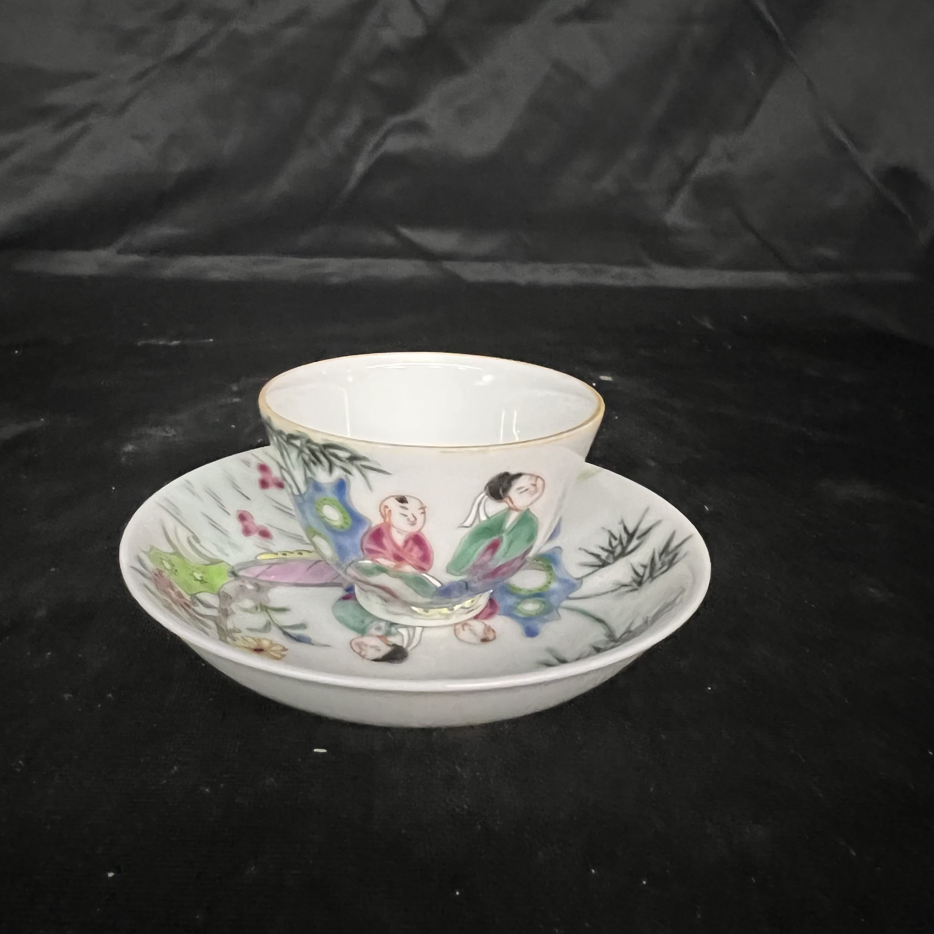FL粉彩人物竹子杯碟套装982