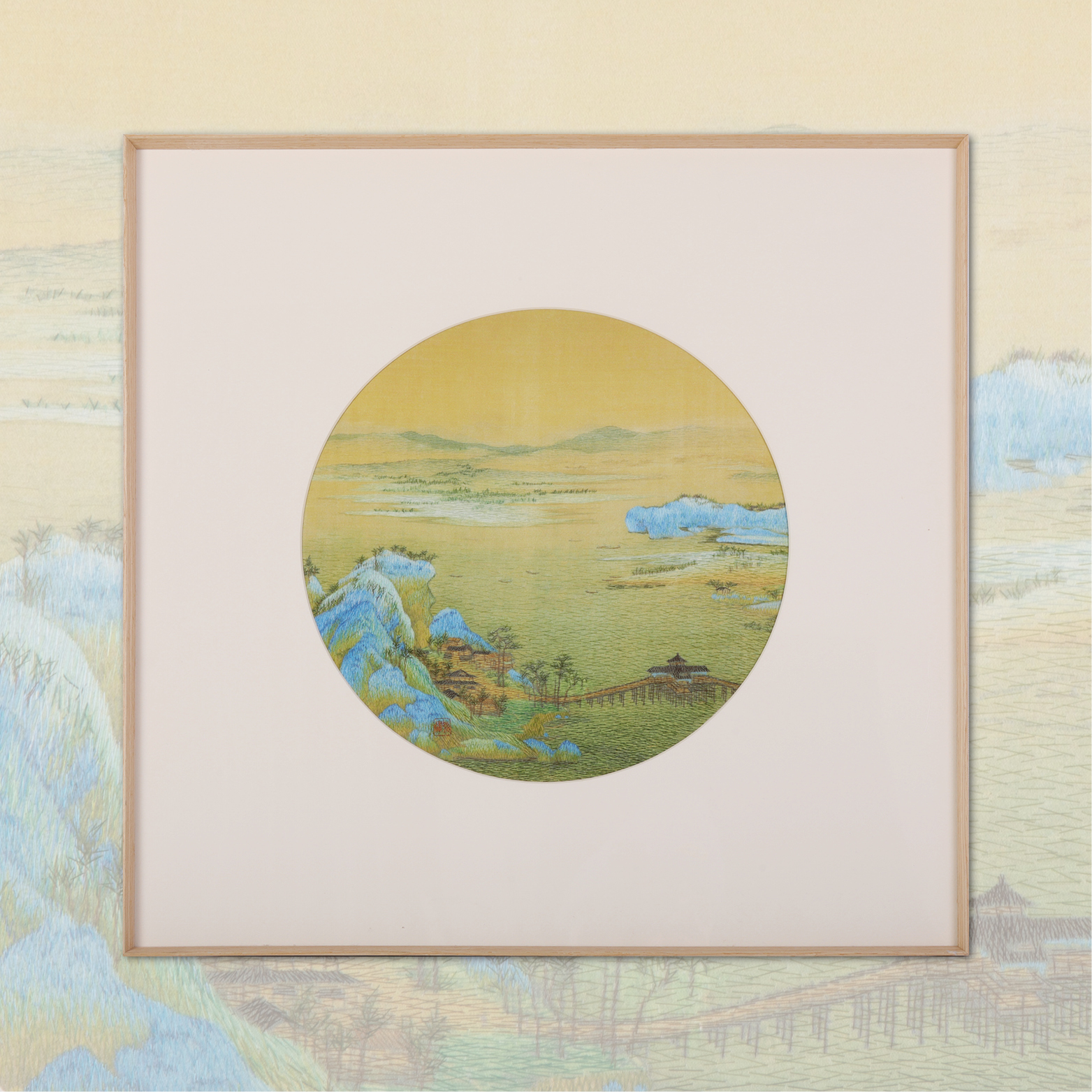 《千里江山图局部5》单面绣挂件 手工苏绣 非遗传承