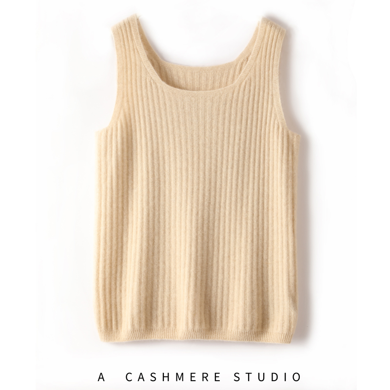 刚需款！百搭圆领100%山羊绒衫女 修身羊绒吊带背心U领内搭打底衫