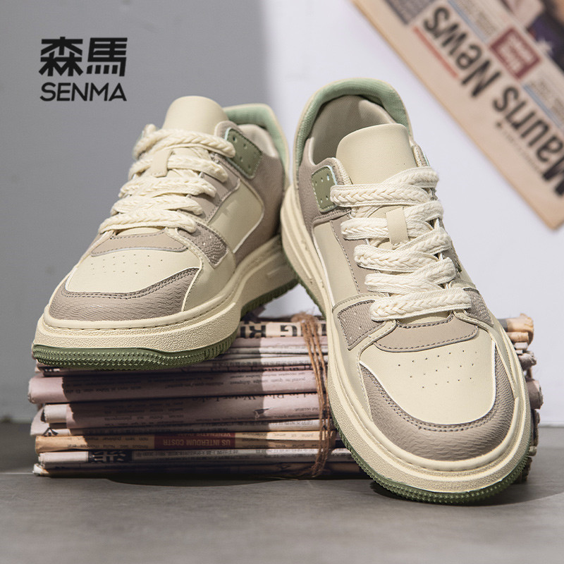 SENMA/森马小白鞋子男款百搭时尚低帮鞋男士运动休闲厚底白色板鞋