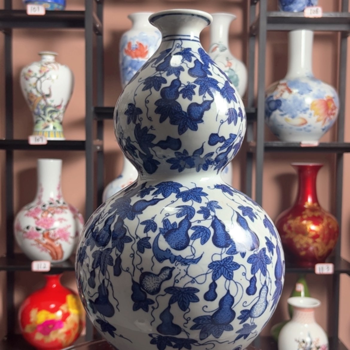 【闪购商品】瓷瓶小**钓景德镇陶瓷 葫芦青花