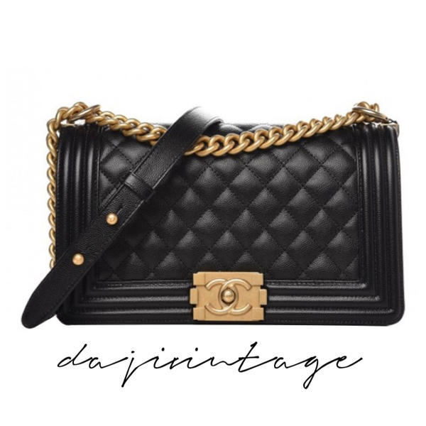95新 Chanel/香奈儿 大吉中古3/CHANEL香奈儿黑金中号leboy单肩包