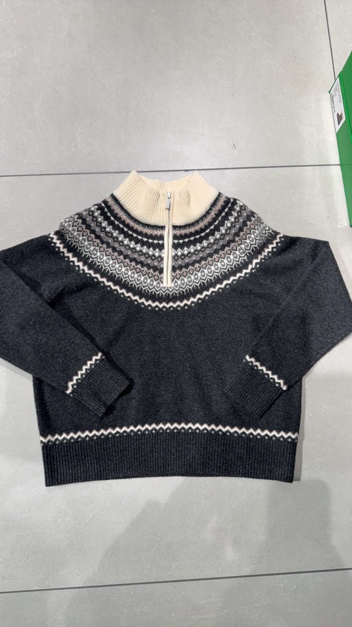 费尔岛羊绒拉链毛衣