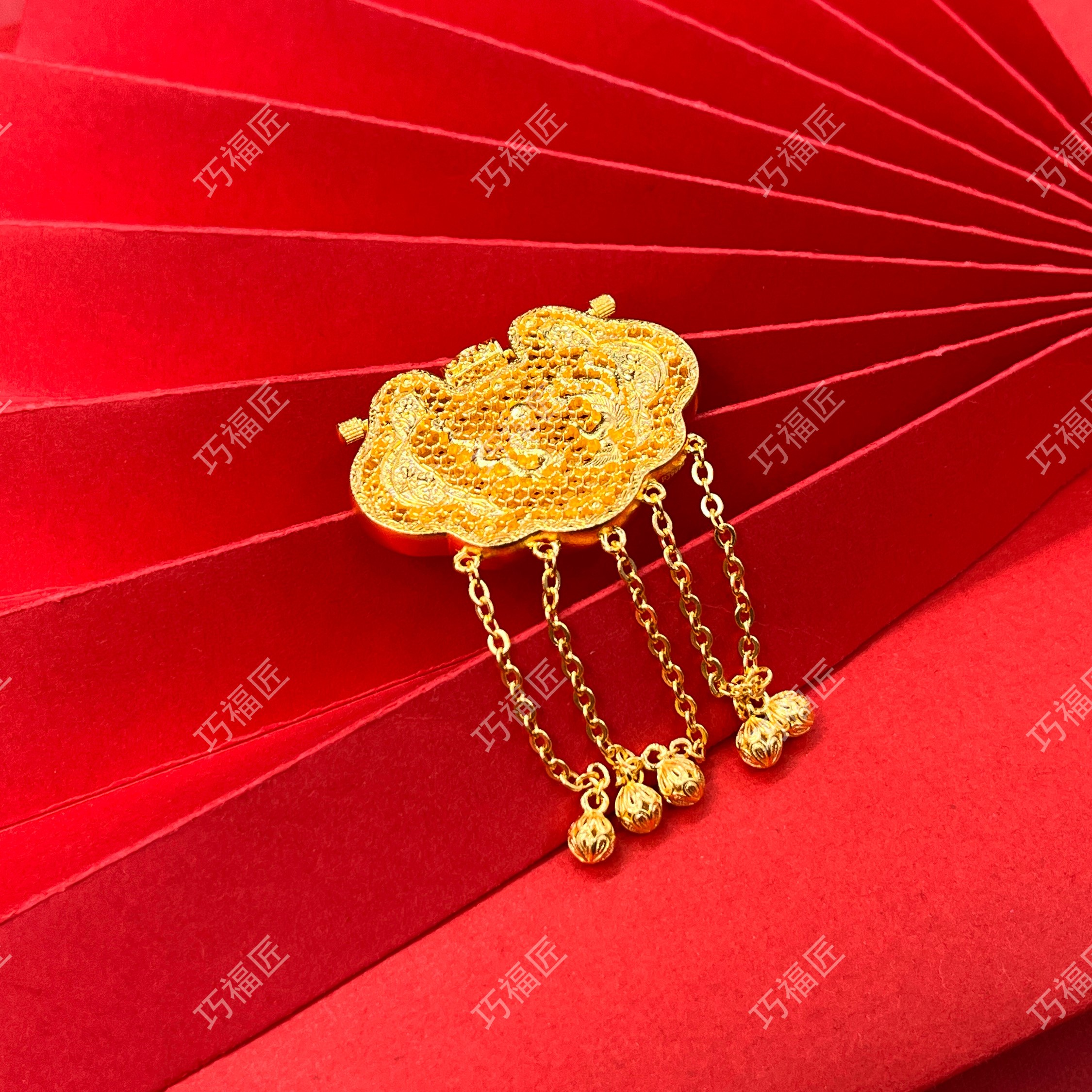 吊坠足银 天子门生锁包吊坠工艺古风雕刻百搭精美双面