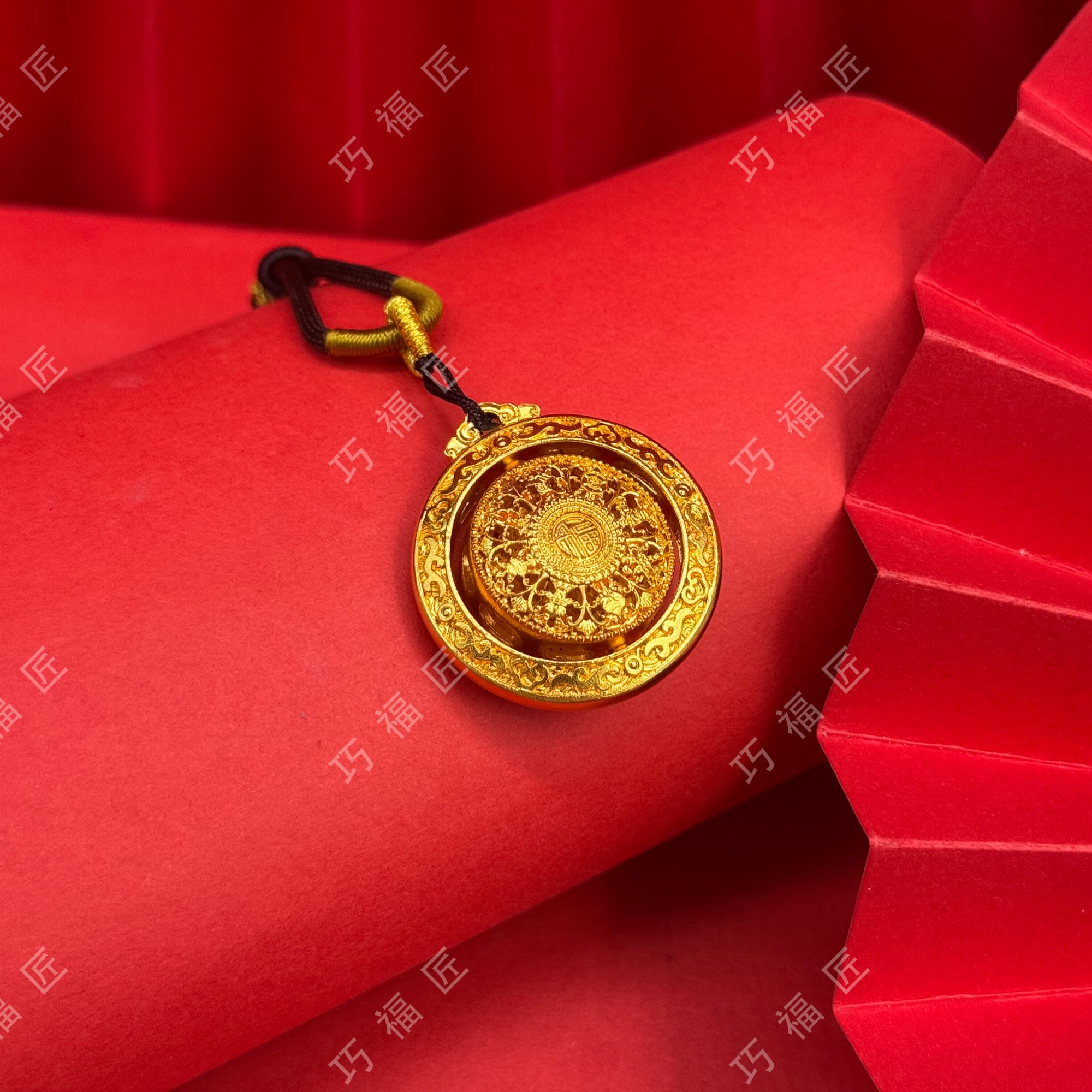 吊坠足银 八宝罗盘吊坠（小）时尚复古女王挂坠