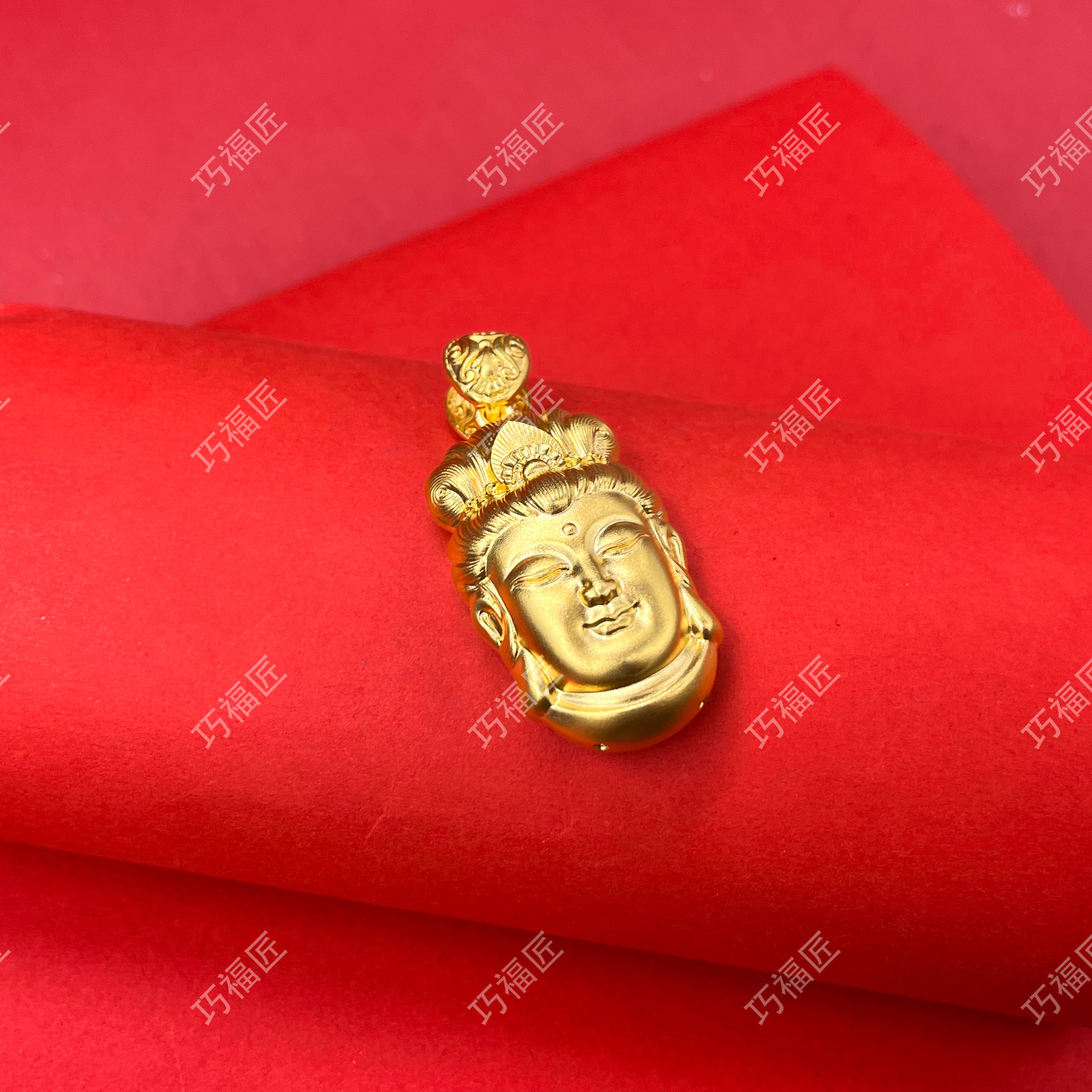 吊坠足银 观音头吊坠工艺古风雕刻百搭精美双面